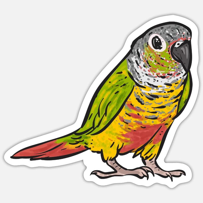 Molina Perruche Perroquet Oiseau Perruche Soleil - Sticker taille S (10 x 10 cm) - blanc mat