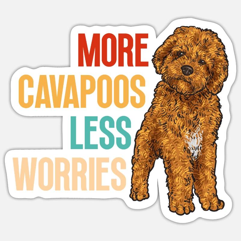 Cavapoo Cavoodle Capoodle Hund - Sticker Größe S (10 x 10 cm) - Mattweiß