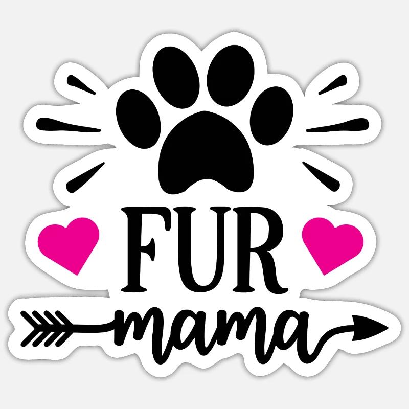 Maman à fourrure - Sticker taille S (10 x 10 cm) - blanc mat