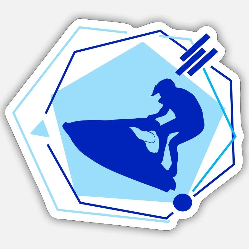 Jet ski - Sticker taille S (10 x 10 cm) - blanc mat