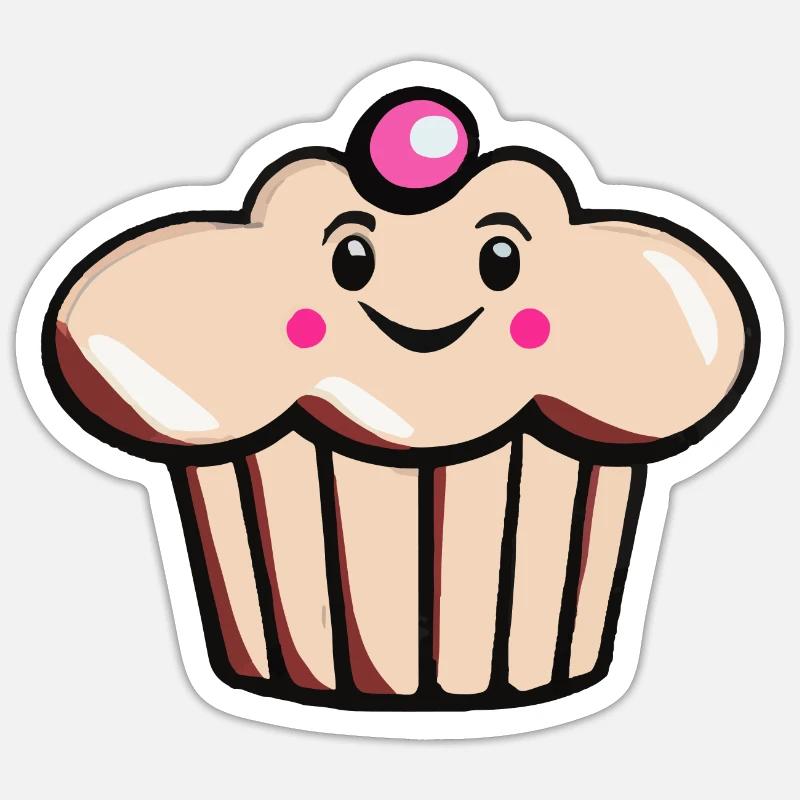 Cute Muffin Cupcake with Face Vector Sticker size S (10 x 10 cm)