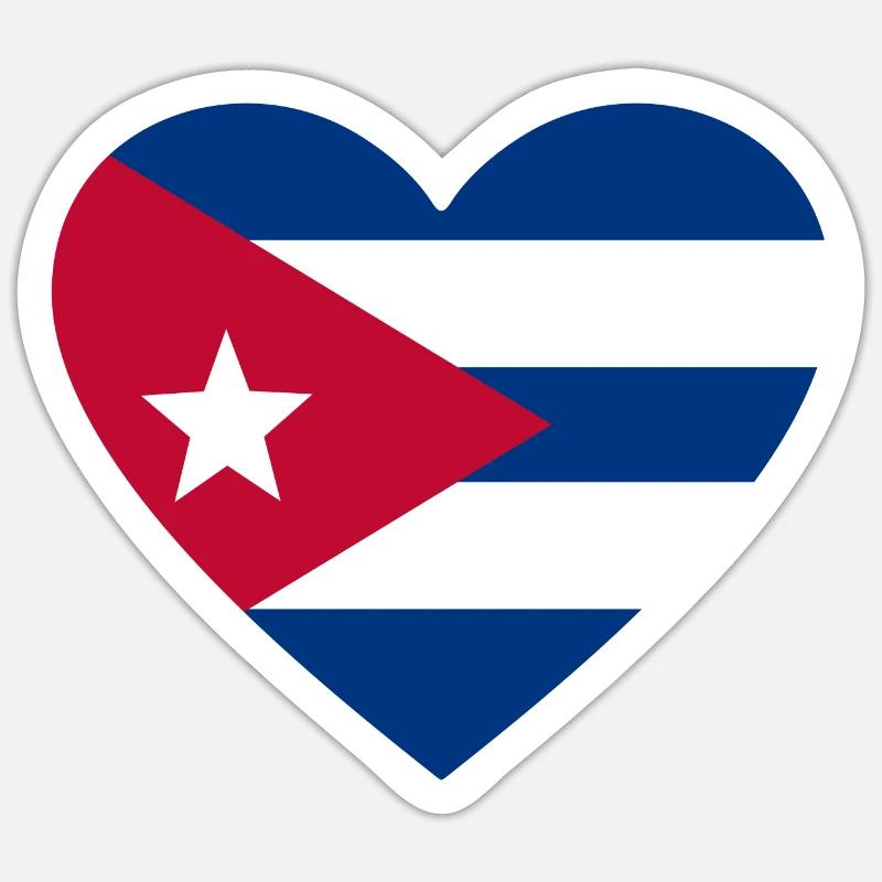 Cœur de drapeau de Cuba - Sticker taille S (10 x 10 cm) - blanc mat