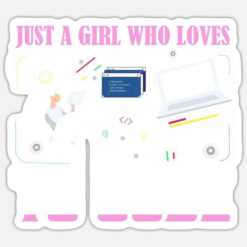 Juste une fille qui aime coder un logiciel de codage Sticker taille S (10 x 10 cm)