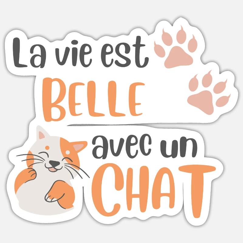chat orange mignon - Sticker taille S (10 x 10 cm) - blanc mat