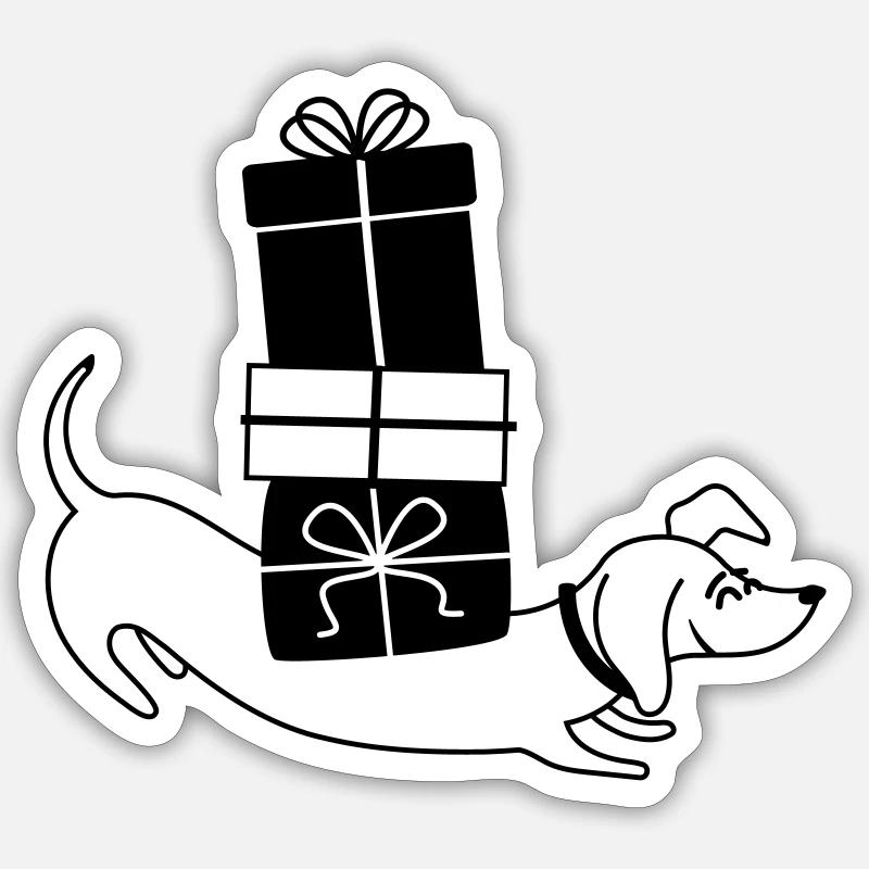 Weihnachtsdackel Sticker Größe S (10 x 10 cm)