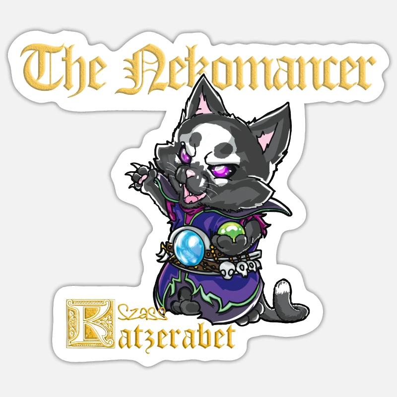 Cute cat necromancer black magic spell Sticker size S (10 x 10 cm)