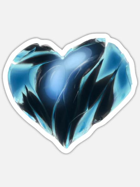 Herz blau Edelstein Geschenkidee Liebe - Sticker Größe S (10 x 10 cm) - Mattweiß