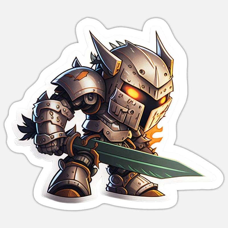 Chevalier robot maléfique - Sticker taille S (10 x 10 cm) - blanc mat
