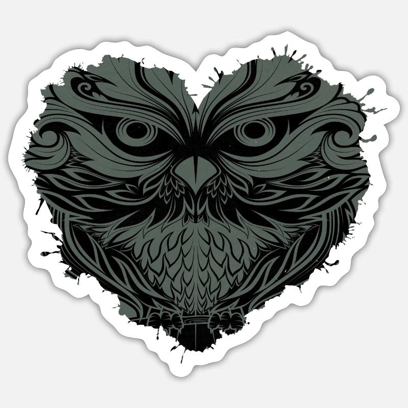 Eule "alte Eule" Eule im Herz Sticker Größe S (10 x 10 cm)