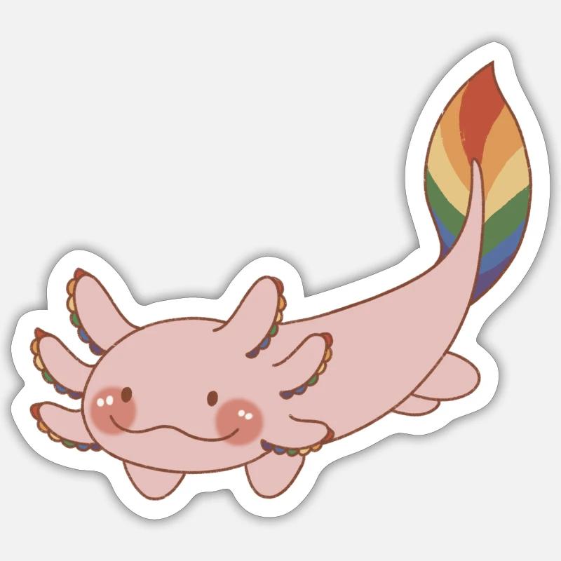 Pride Axolotl - Sticker Größe S (10 x 10 cm) - Mattweiß