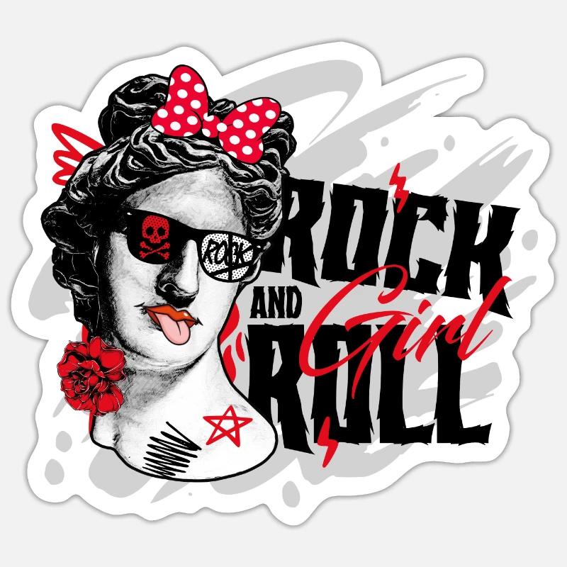 Rock'n'Roll-Mädchen - Sticker Größe S (10 x 10 cm) - Mattweiß
