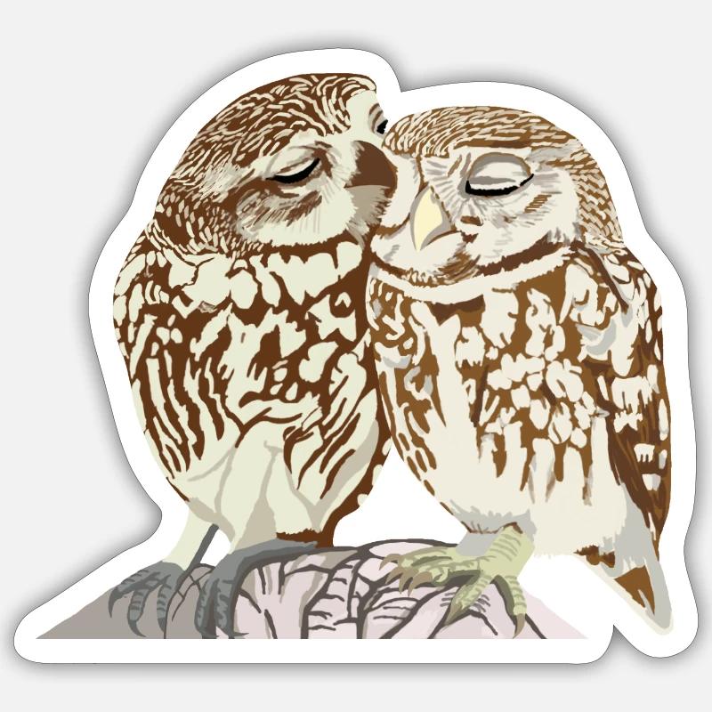 Cuddly Owls - Sticker size S (10 x 10 cm) - white matte