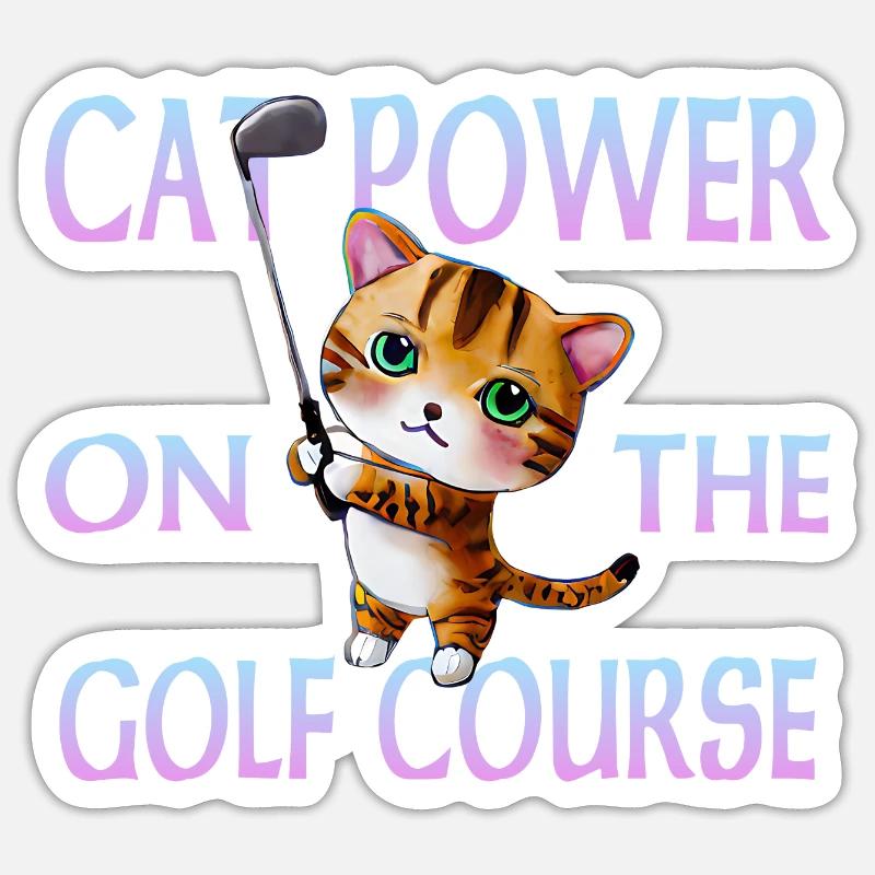Chat de golf - Sticker taille S (10 x 10 cm) - blanc mat