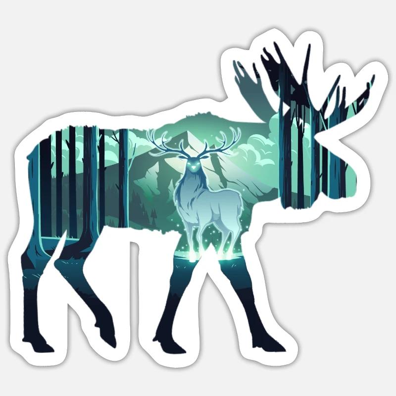 Elch - Sticker Größe S (10 x 10 cm) - Mattweiß