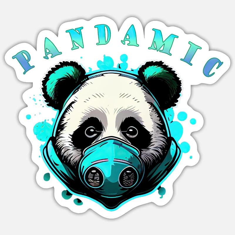 Panda-Pandamic Blau - Sticker Größe S (10 x 10 cm) - Mattweiß