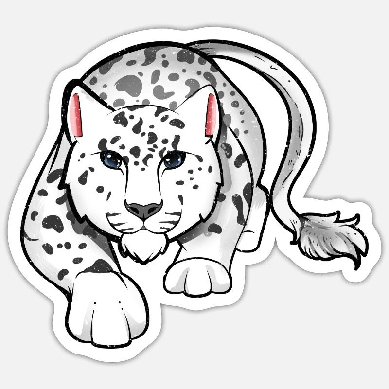 Schneeleopard Sticker Größe S (10 x 10 cm)