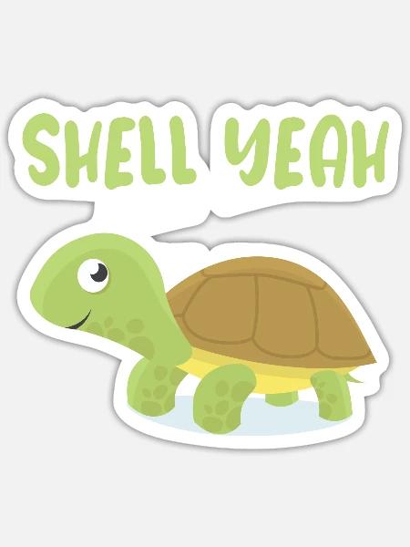 shell yeah turtle shirt - Sticker Größe S (10 x 10 cm) - Mattweiß