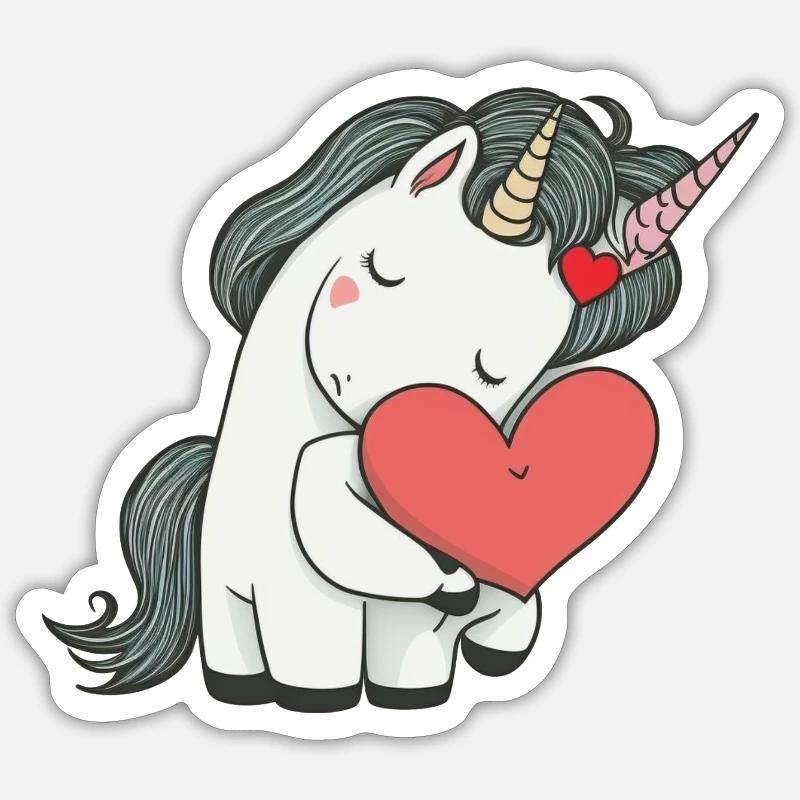 Bébé licorne - Sticker taille S (10 x 10 cm) - blanc mat