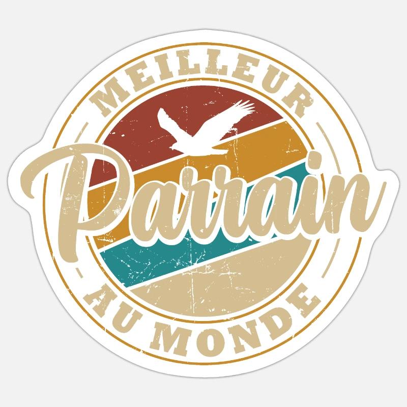 Meilleur parrain au monde - Sticker taille S (10 x 10 cm) - blanc mat