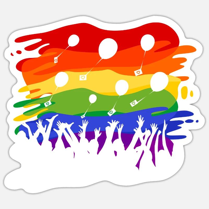 Flash Mob arc-en-ciel Sticker taille S (10 x 10 cm)