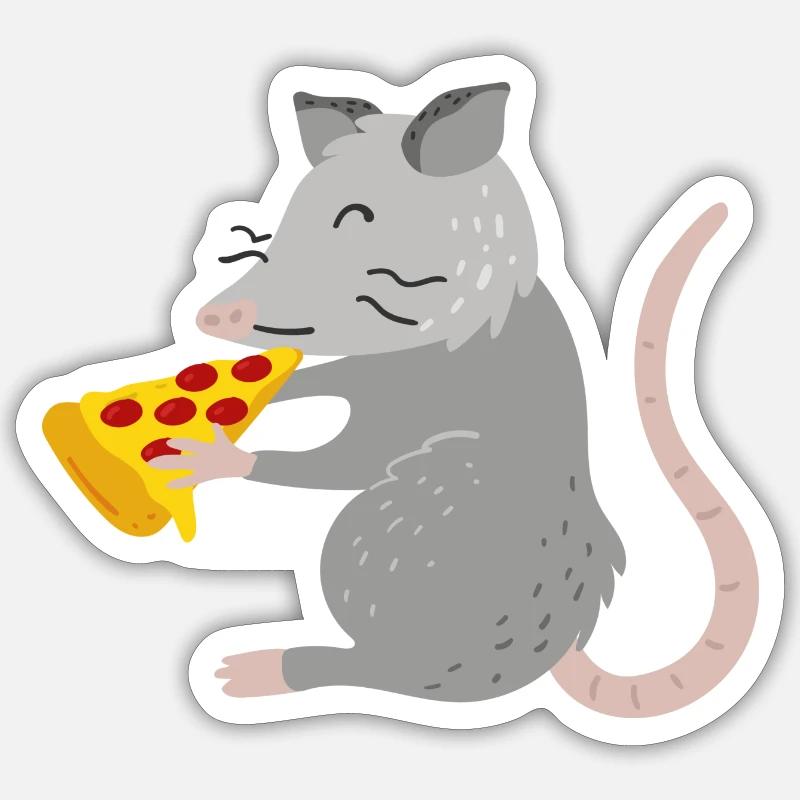Opossum mangeant de la pizza, restauration rapide, Sticker taille S (10 x 10 cm)