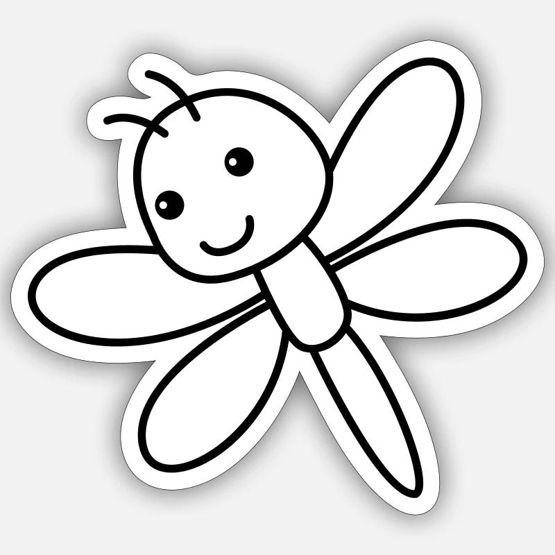 Drachenfliege libelle - Sticker Größe S (10 x 10 cm) - Mattweiß