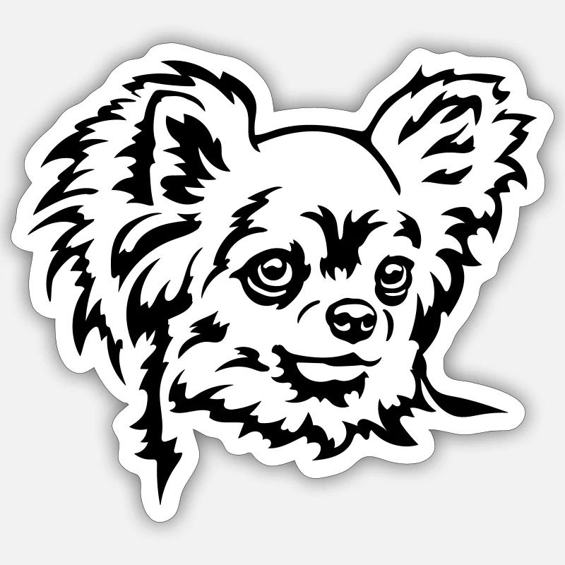 Tête de Chihuahua - Sticker taille S (10 x 10 cm) - blanc mat