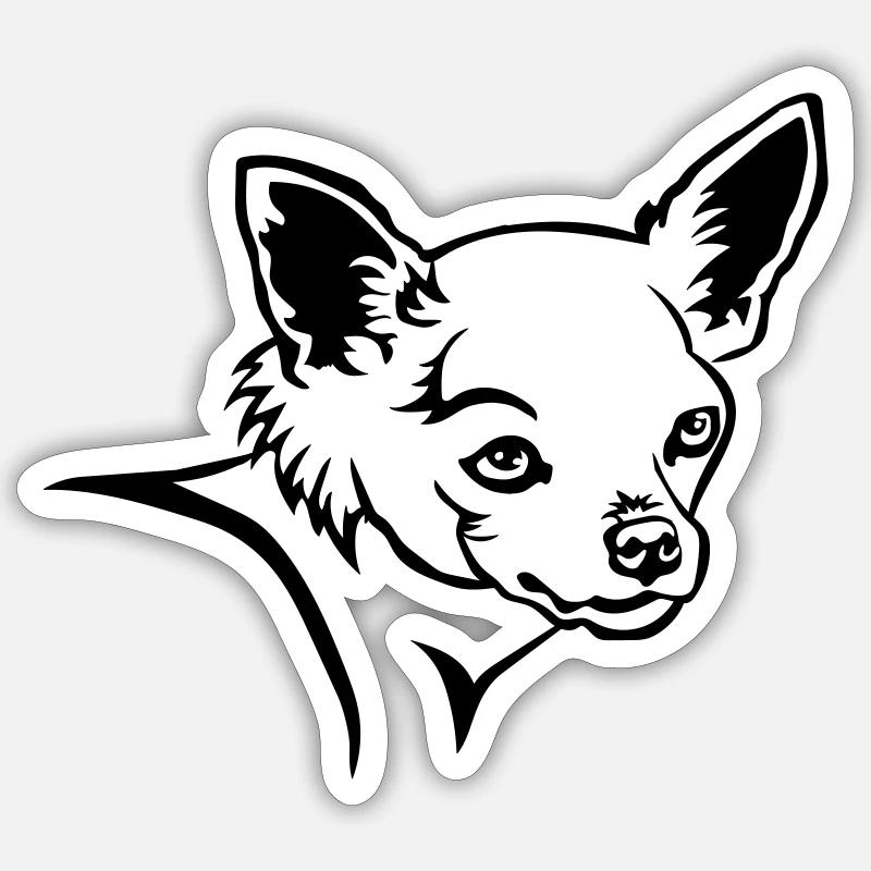 Chihuahua Kopf - Sticker Größe S (10 x 10 cm) - Mattweiß