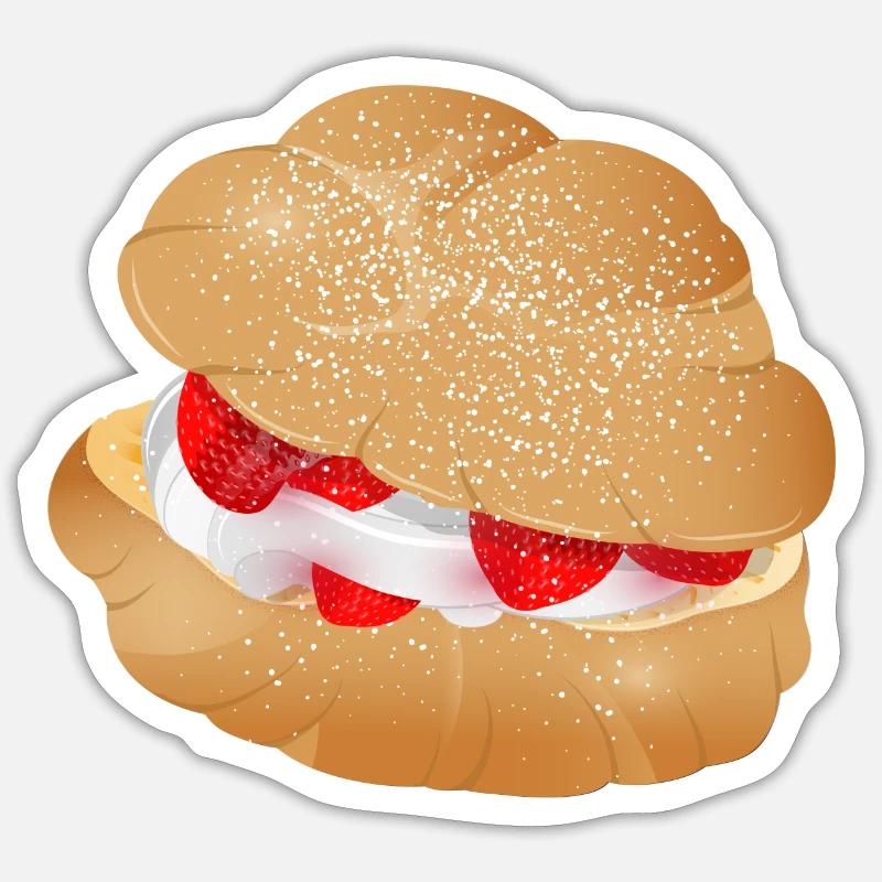 Mit Sahne und Erdbeeren gefüllter Windbeutel Sticker Größe S (10 x 10 cm)
