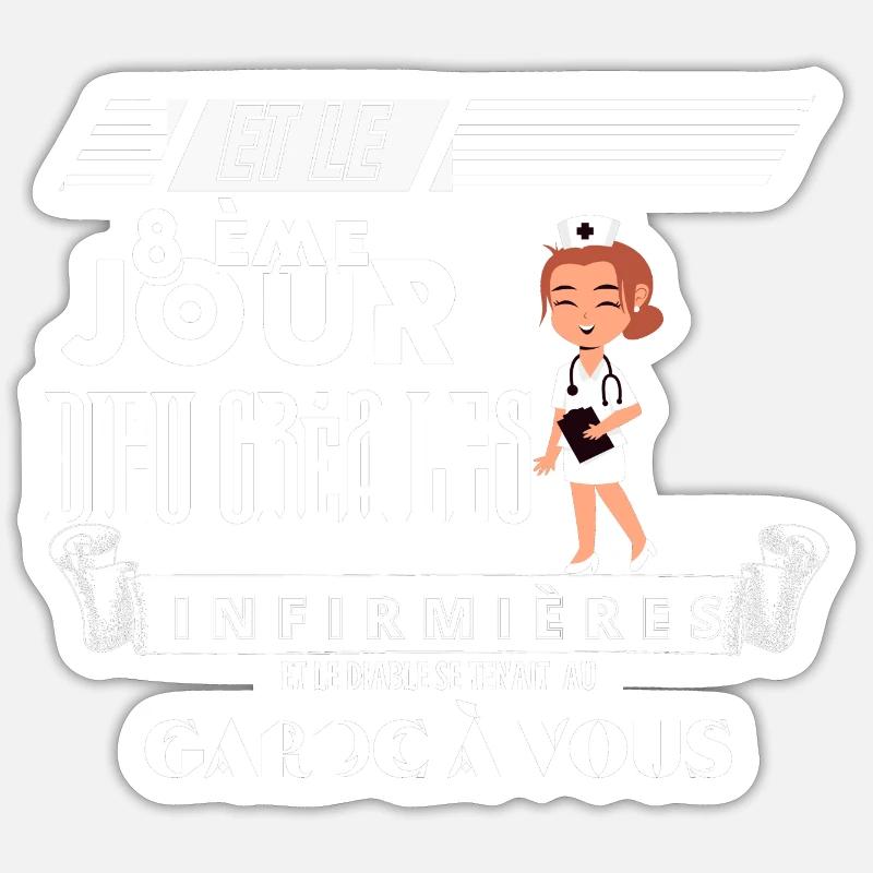 Infirmière : une vocation divine - Sticker taille S (10 x 10 cm) - blanc mat