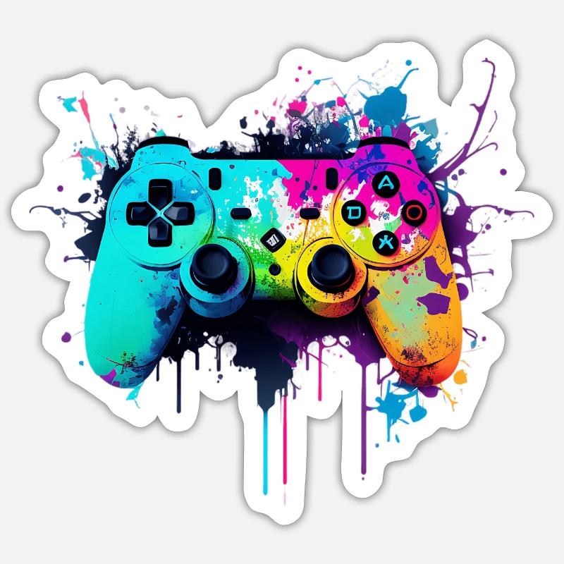 Neon Gaming Controller / Kontroller Sticker Größe S (10 x 10 cm)