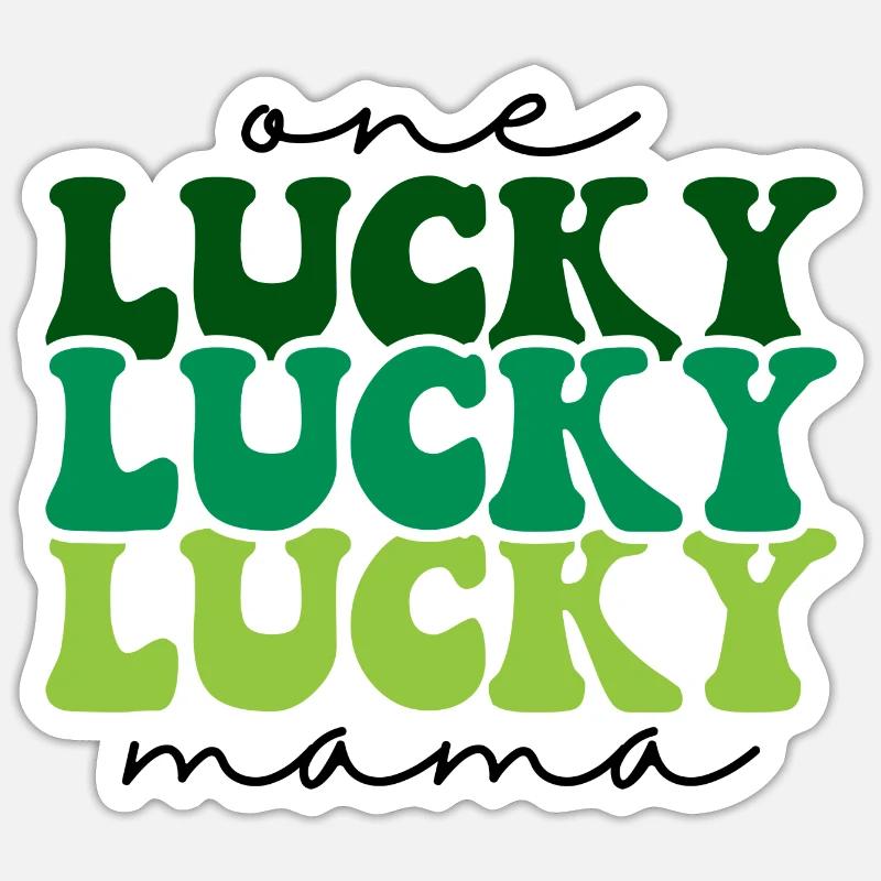 One Lucky Mama - Saint-Patrick - Sticker taille S (10 x 10 cm) - blanc mat