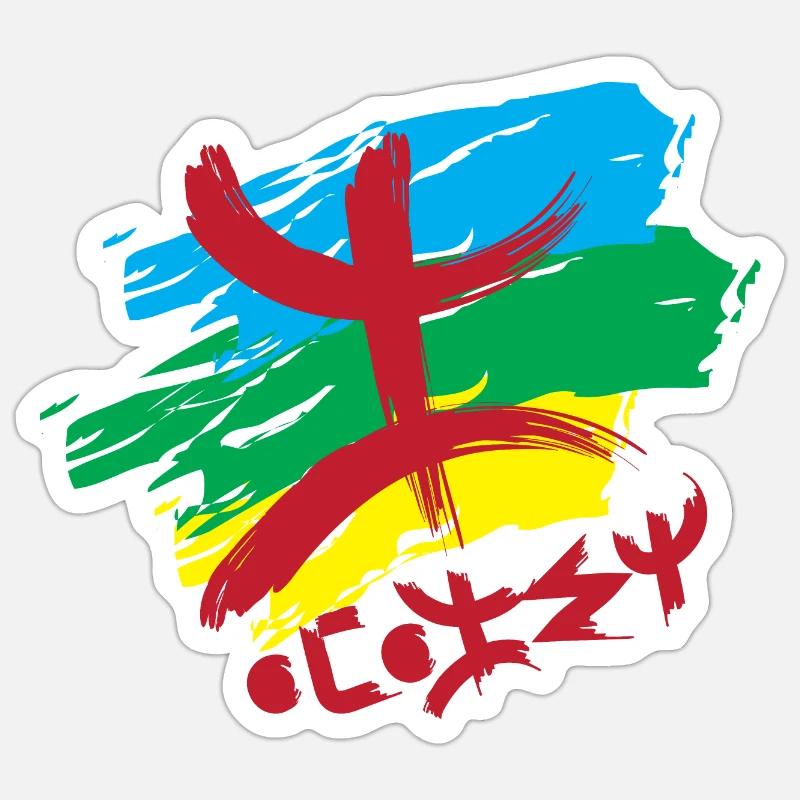 Drapeau Amazigh (Amazigh inside) - Sticker taille S (10 x 10 cm) - blanc mat