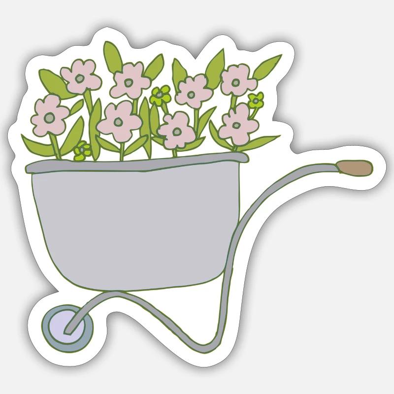Brouettes Fleurs Sticker taille S (10 x 10 cm)