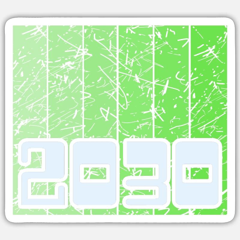 Année 2030 - Sticker taille S (10 x 10 cm) - blanc mat