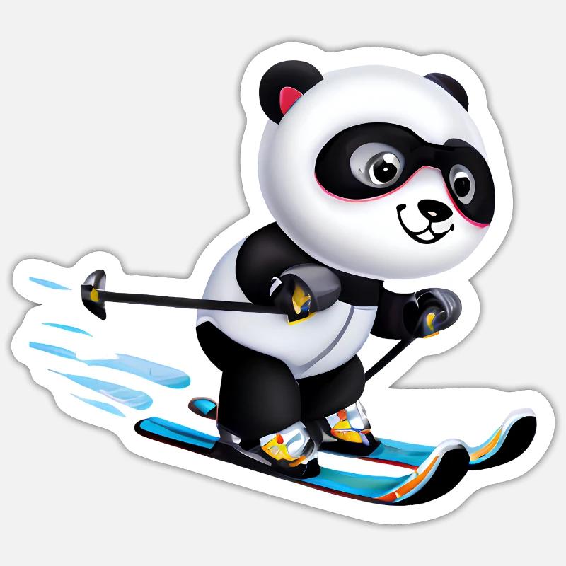 Ski Panda - Sticker taille S (10 x 10 cm) - blanc mat