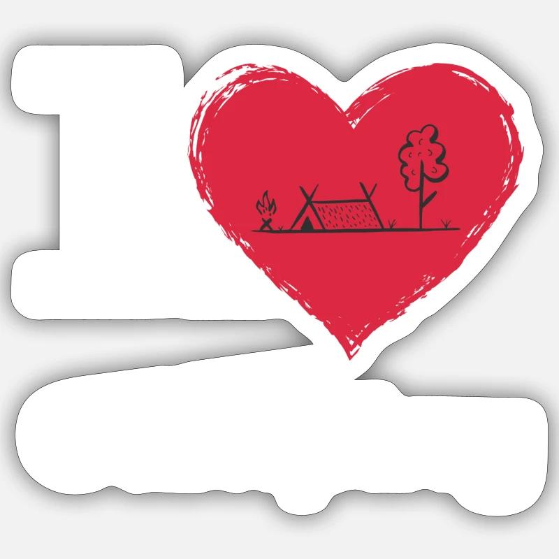 J’ADORE le camping Sticker taille S (10 x 10 cm)