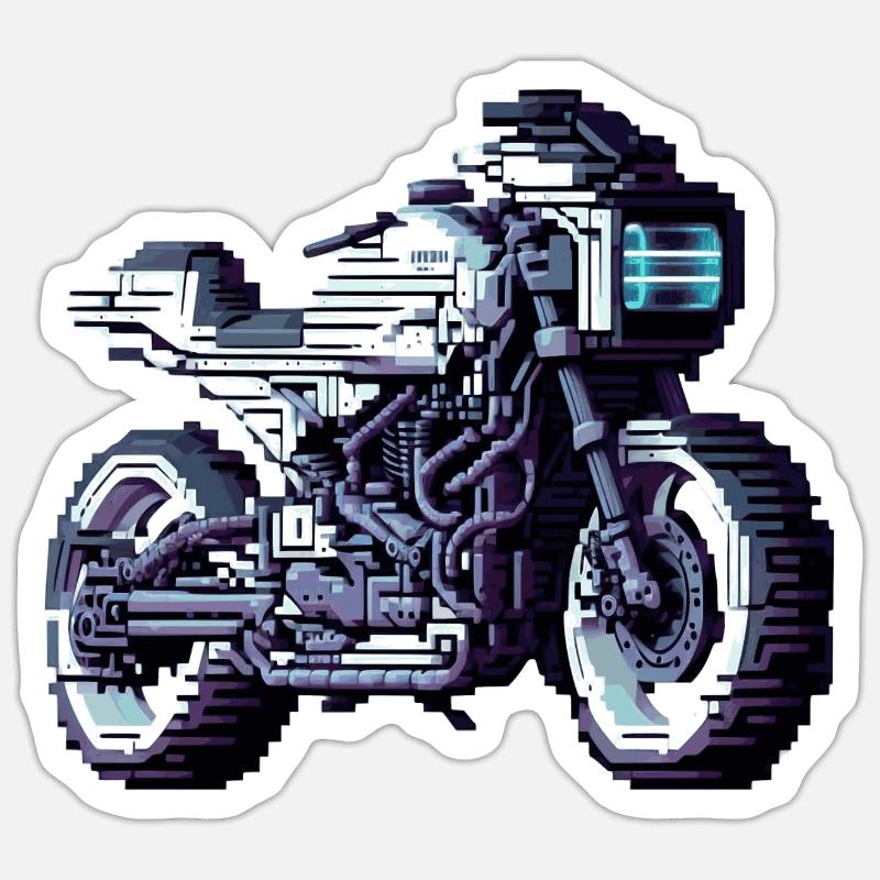 The motorcycle season has long since started in 8 bit Sticker size S (10 x 10 cm)