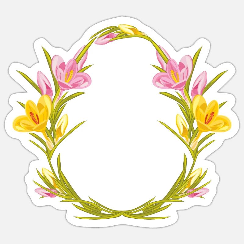 Easter wreath with crocuses - Sticker size S (10 x 10 cm) - white matte