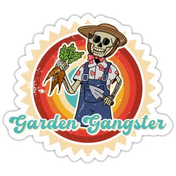 Skelett Halloween Spooky Gärtner Garten Blume - Sticker Größe S (10 x 10 cm) - Mattweiß - Vorne