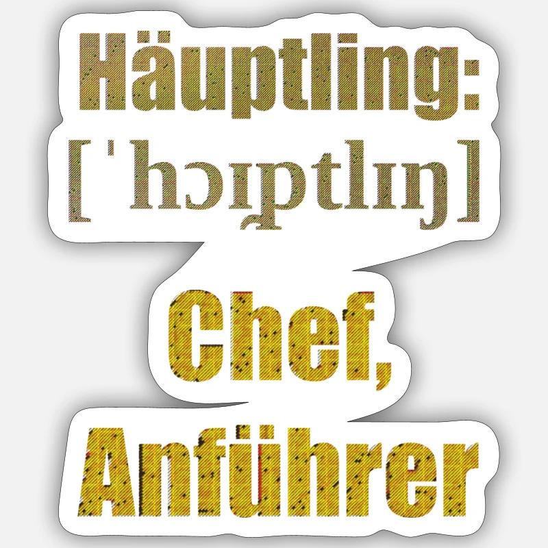 häuptling chef - Sticker Größe S (10 x 10 cm) - Mattweiß