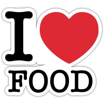 I Love Food | I Heart Food | Food - Sticker size S (10 x 10 cm) - white matte - Front