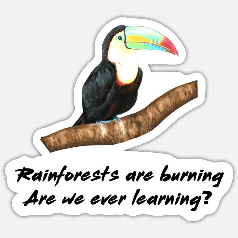 Regenwälder brennen - Sticker Größe S (10 x 10 cm) - Mattweiß