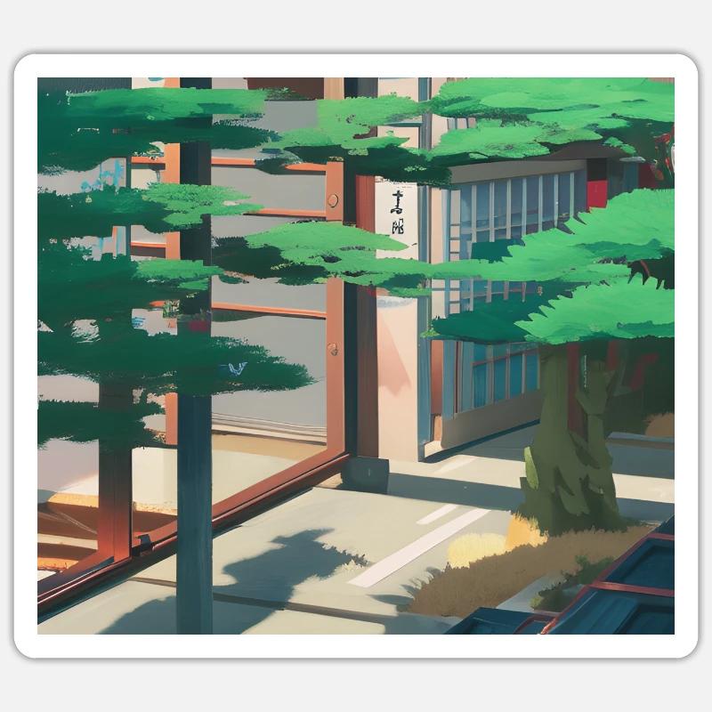 Tokio-Landschaft - Sticker Größe S (10 x 10 cm) - Mattweiß
