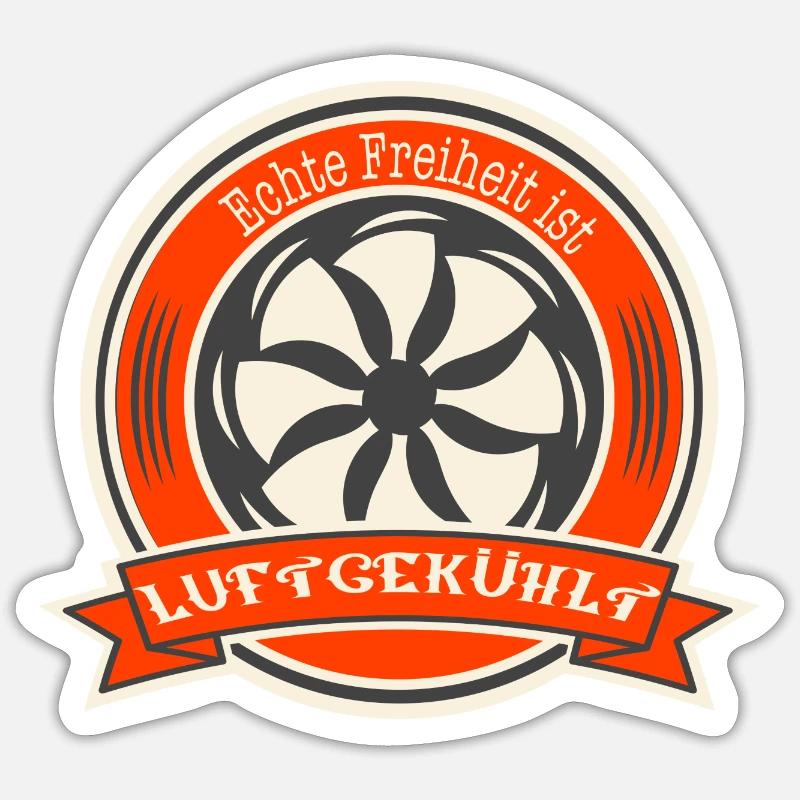 Oldtimer Luftgekühlter Boxermotor Spruch Freiheit - Sticker Größe S (10 x 10 cm) - Mattweiß