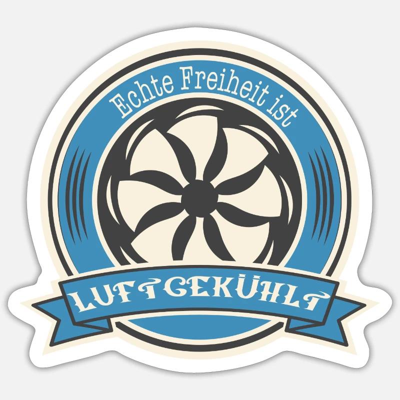 Oldtimer Luftgekühlter Boxermotor Spruch Freiheit - Sticker Größe S (10 x 10 cm) - Mattweiß