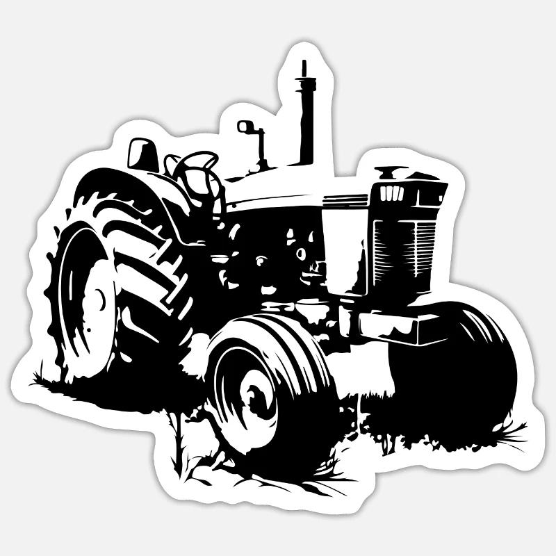 Tracteur Farmer Symbole Farmer - Sticker taille S (10 x 10 cm) - blanc mat