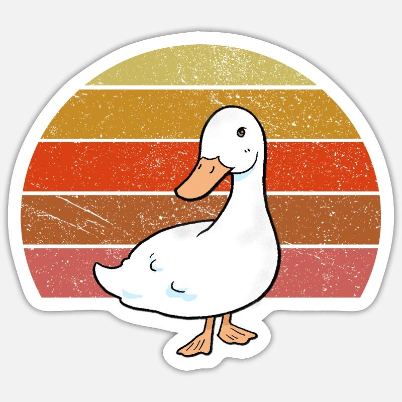 Vintage Gans Sunset Retro Gans - Sticker Größe S (10 x 10 cm) - Mattweiß