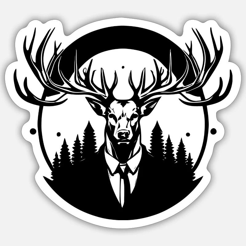 Patron Hirsch - Sticker taille S (10 x 10 cm) - blanc mat