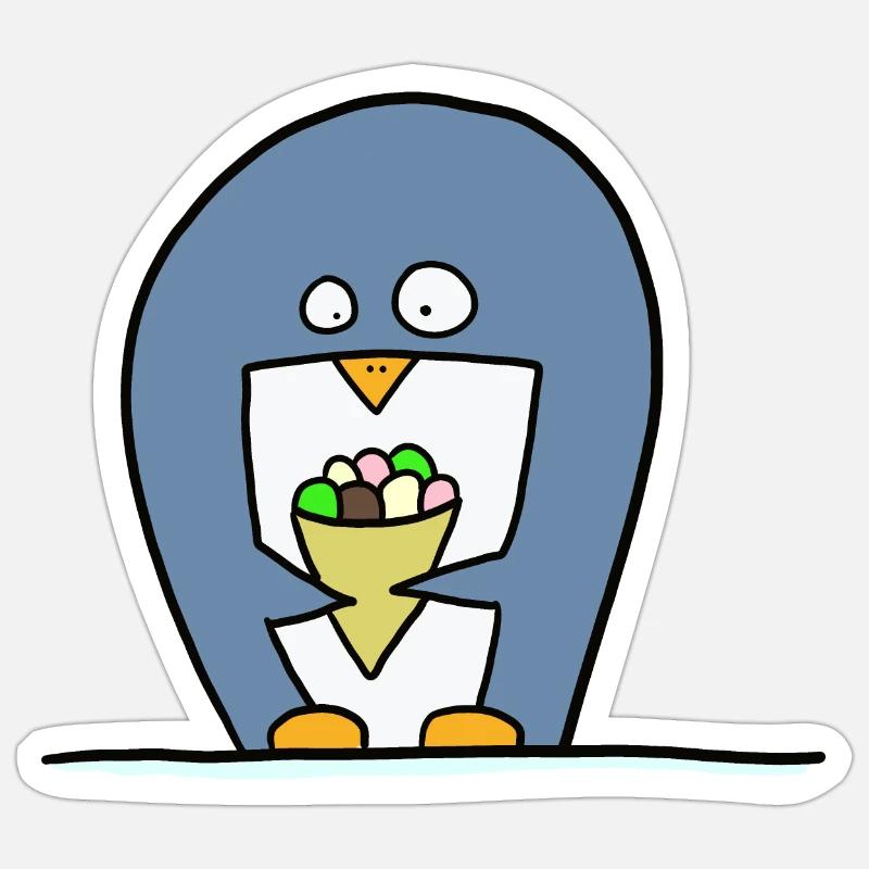 Penguin with ice cream - Sticker size S (10 x 10 cm) - white matte